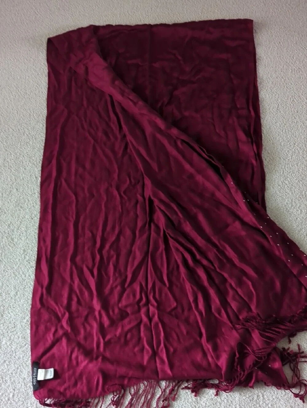 3 For $30. White House Black Market Burgundy Beaded Fringe Scarf